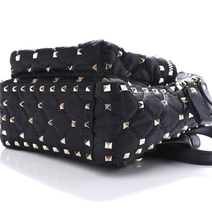 Valentino Garavani Nylon Quilted Mini Rockstud Spike Backpack Black 6 of 7