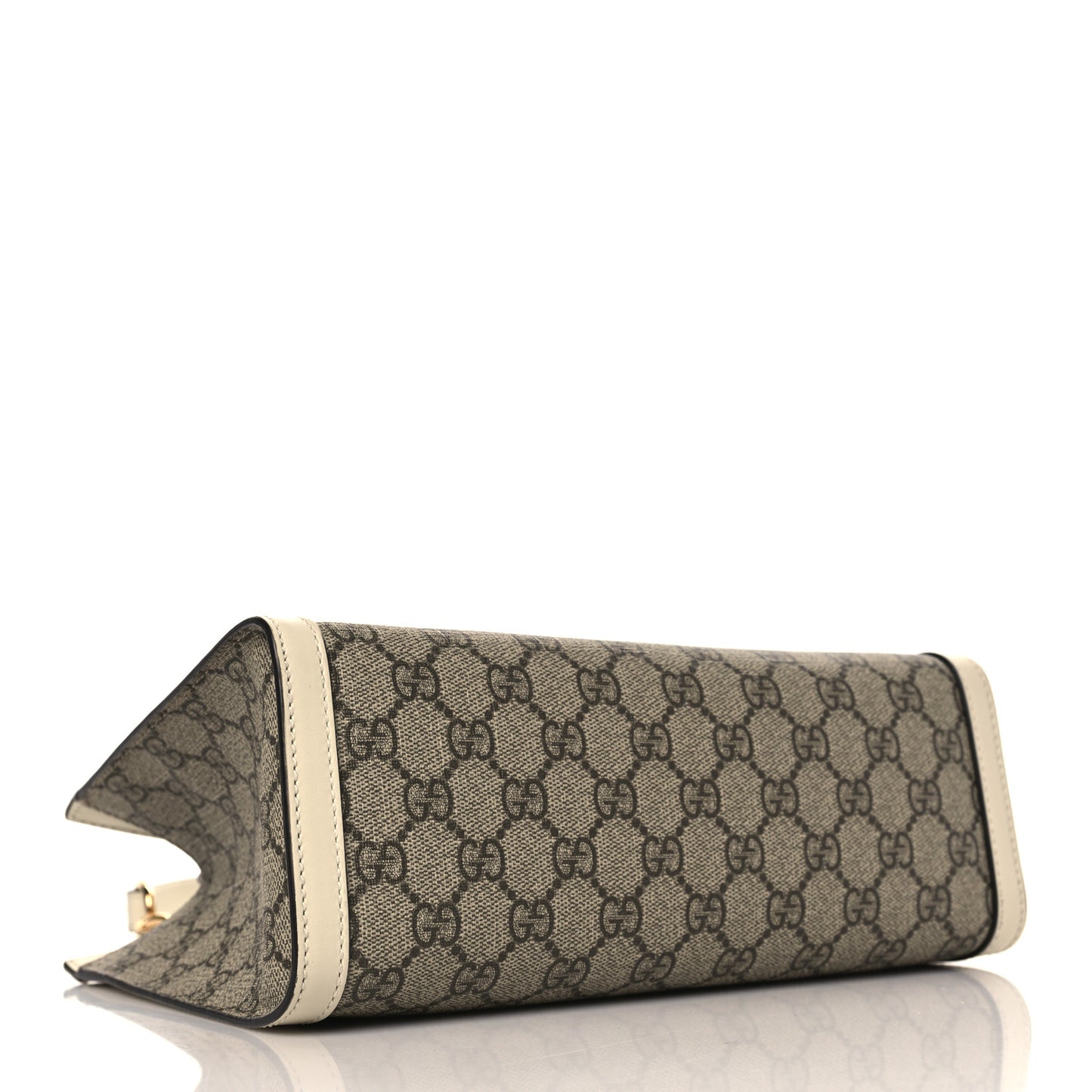 GG Supreme Monogram Moon Calfskin Small Padlock Tote Beige Ebony Mystic White