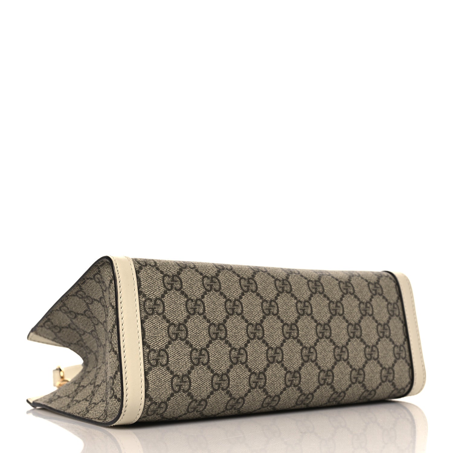 Gucci GG Supreme Monogram Moon Calfskin Small Padlock Tote Beige Ebony Mystic White 3 of 8