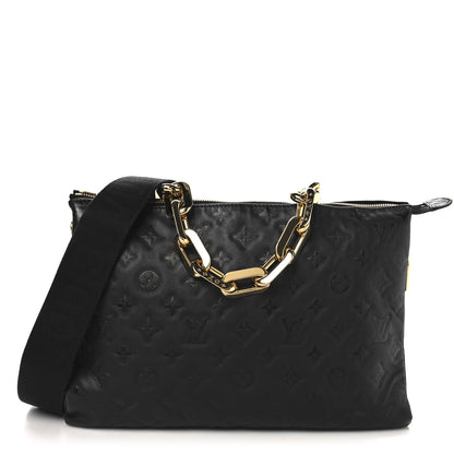 Louis Vuitton Lambskin Embossed Monogram Coussin MM  Black 1 of 11