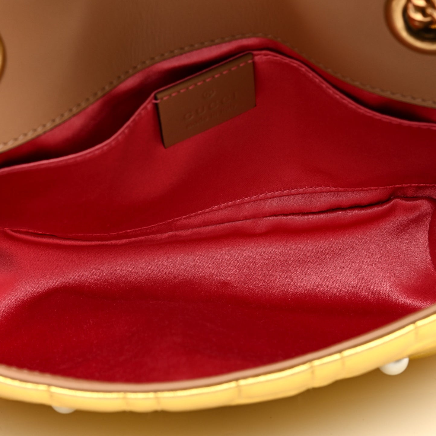 Metallic Calfskin Matelasse Studded Mini Pearly GG Marmont Shoulder Bag Gold