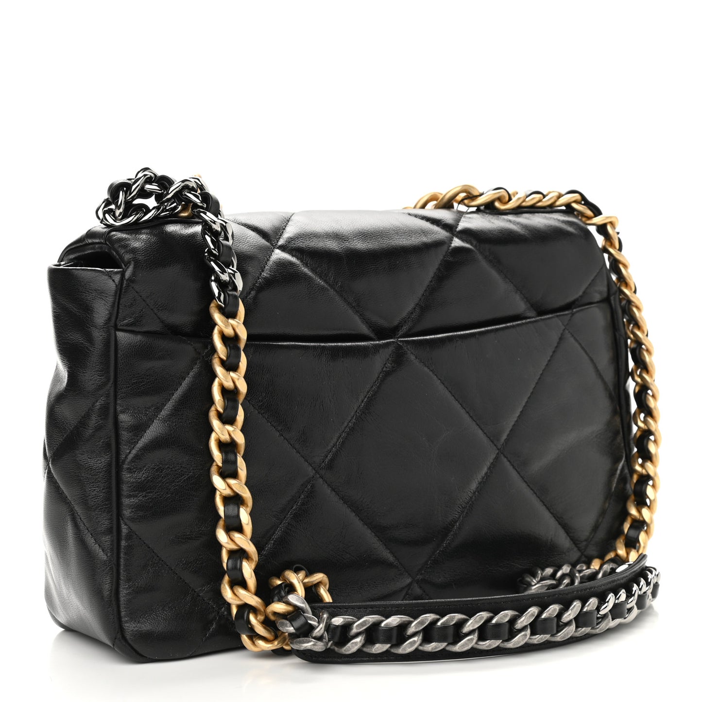Lambskin Quilted Large Chanel 19 Flap Black