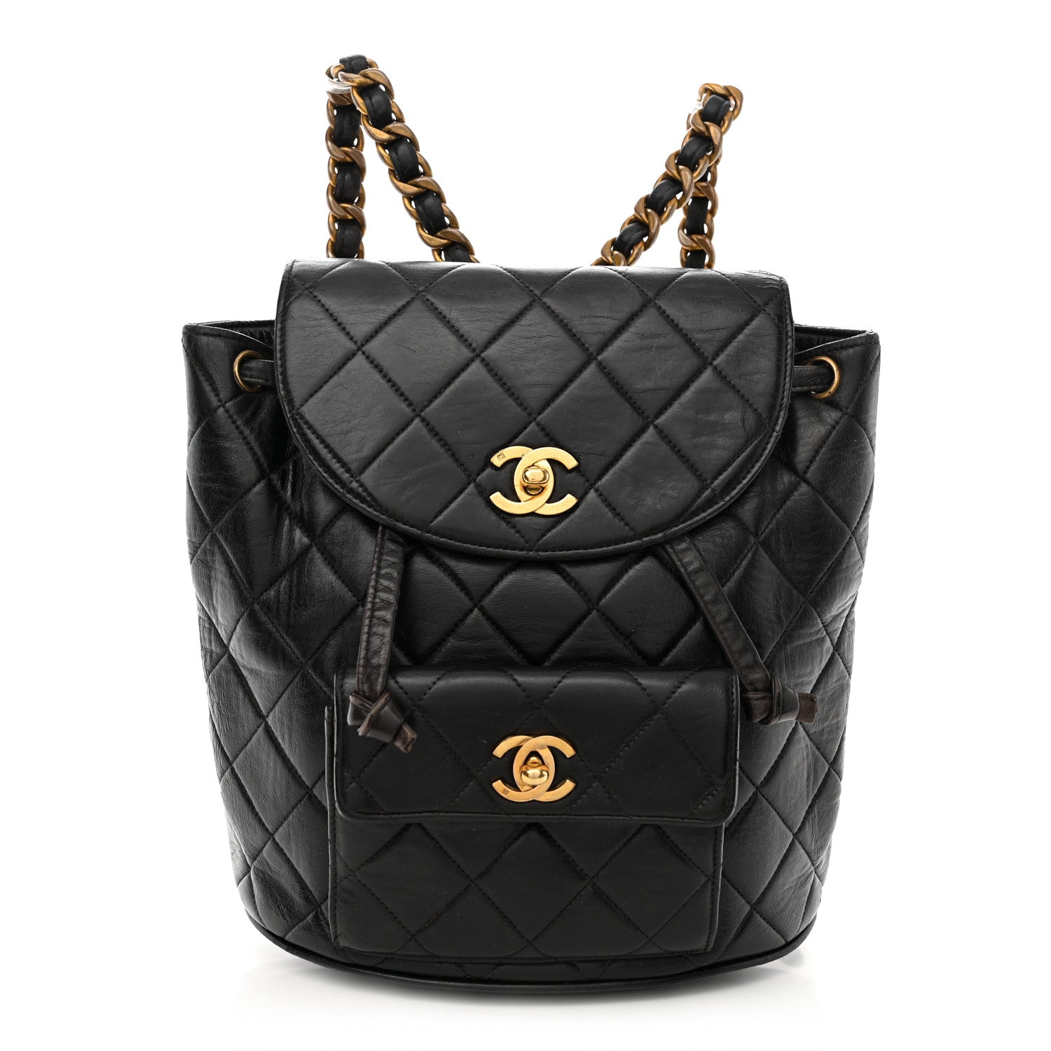 Chanel Lambskin Quilted Drawstring Backpack Black 1 of 13