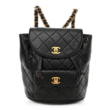 Chanel Lambskin Quilted Drawstring Backpack Black 1 of 13