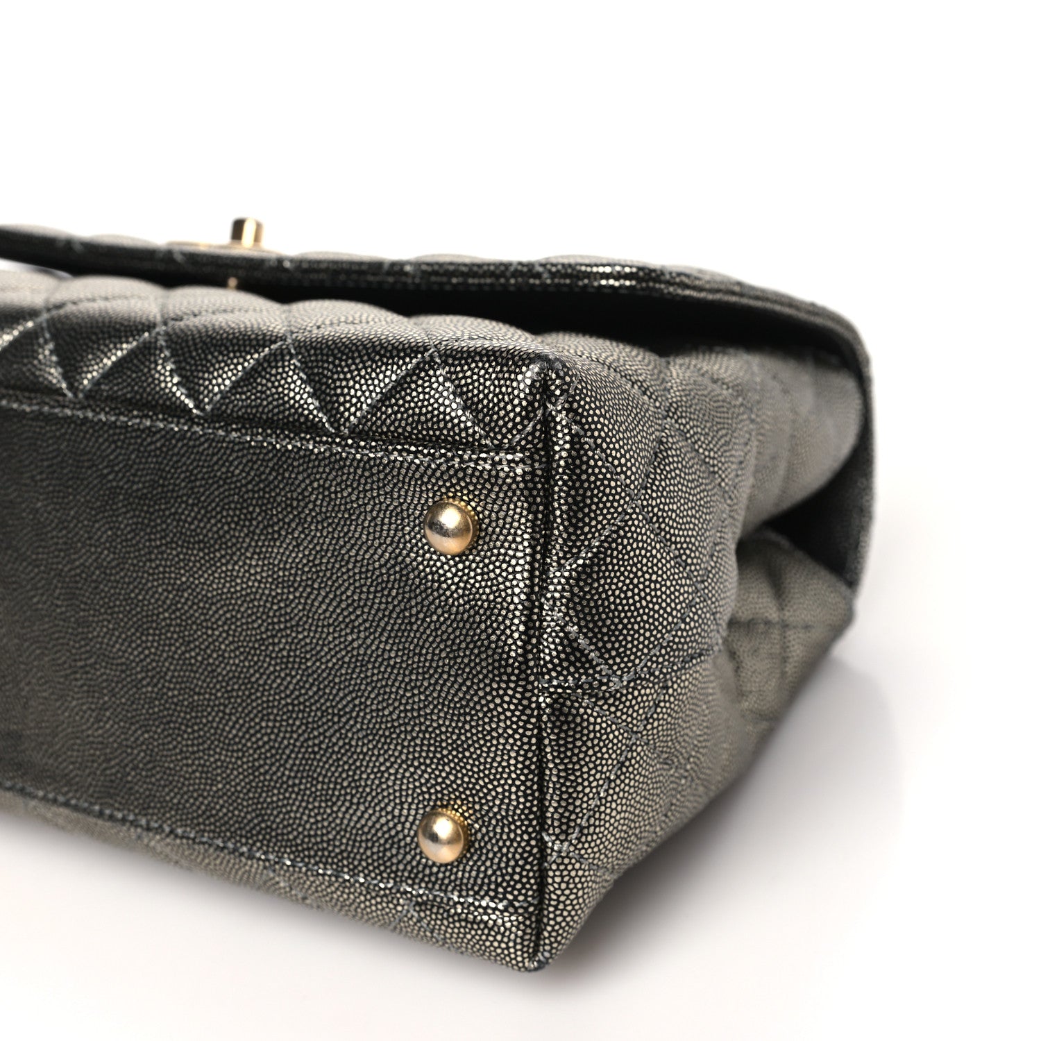 Chanel Metallic Caviar Quilted Small Coco Handle Flap Silver 10 of 10