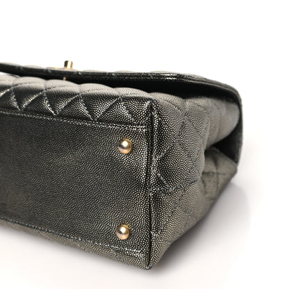Chanel Metallic Caviar Quilted Small Coco Handle Flap Silver 10 of 10