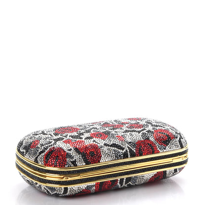 Judith Leiber Swarovski Crystal Floral Miniaudiere Clutch Black Red 6 of 10