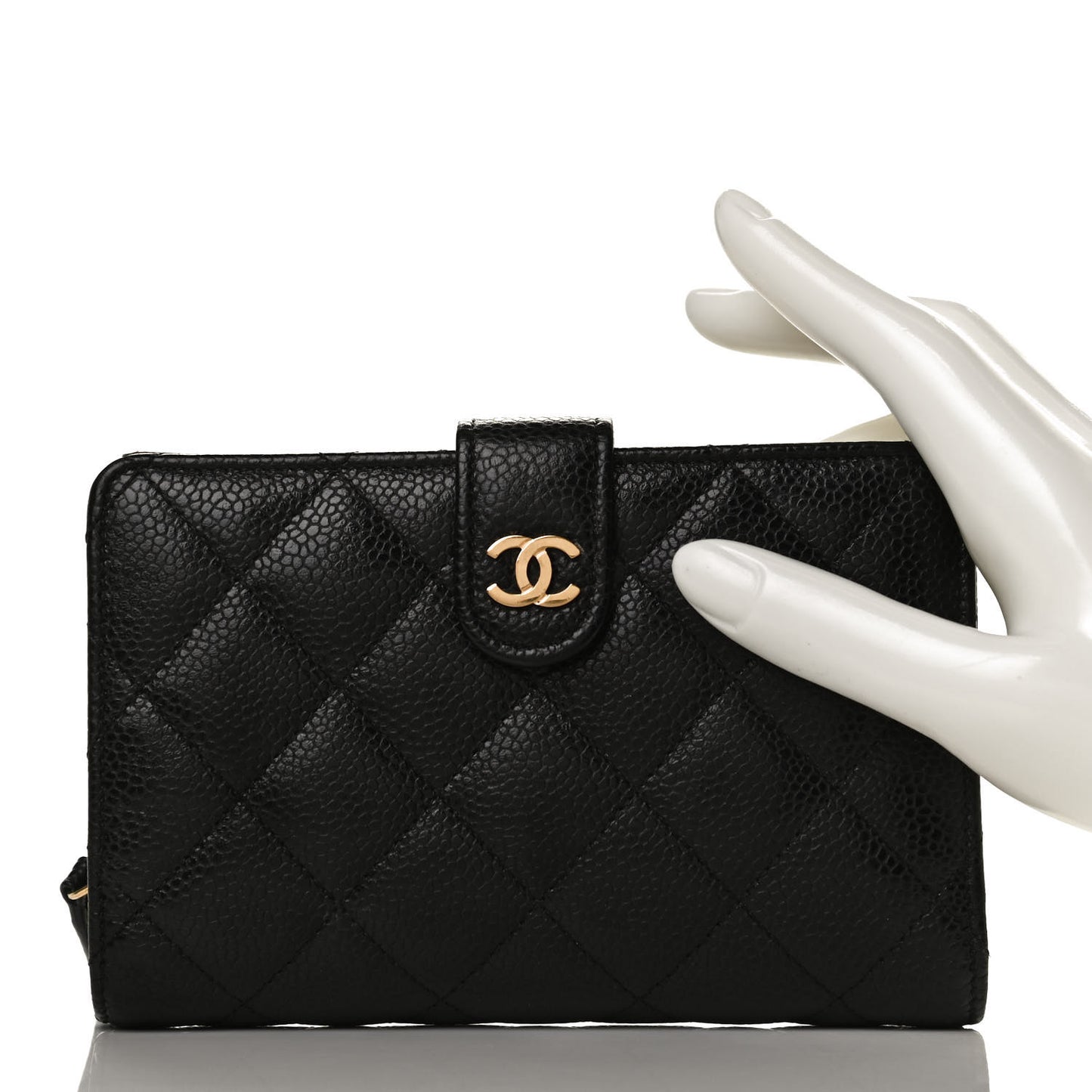 Caviar Quilted CC French Wallet Black