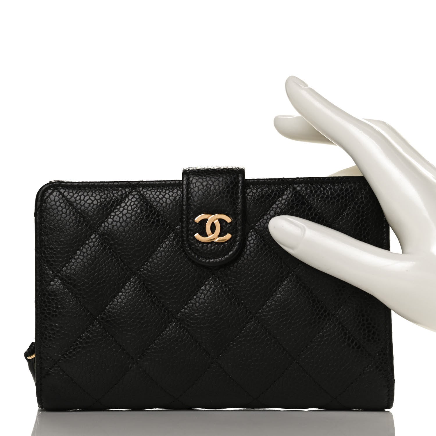 Chanel Caviar Quilted CC French Wallet Black 2 of 11