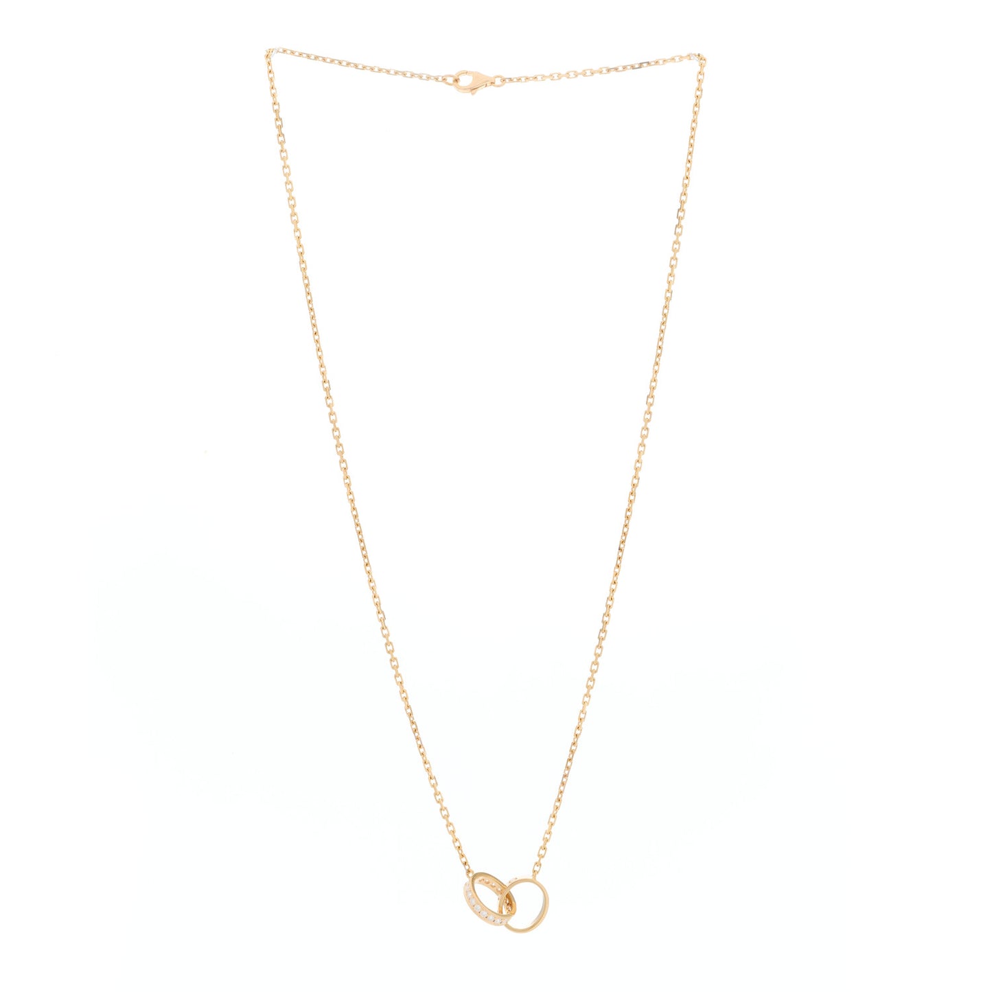 18K Pink Gold Diamond Interlocking LOVE Necklace