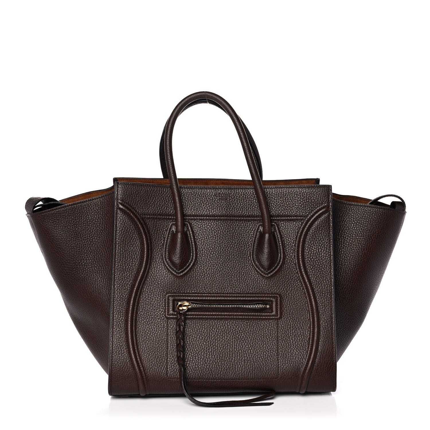 Celine Drummed Calfskin Medium Phantom Luggage Brown 1 of 12