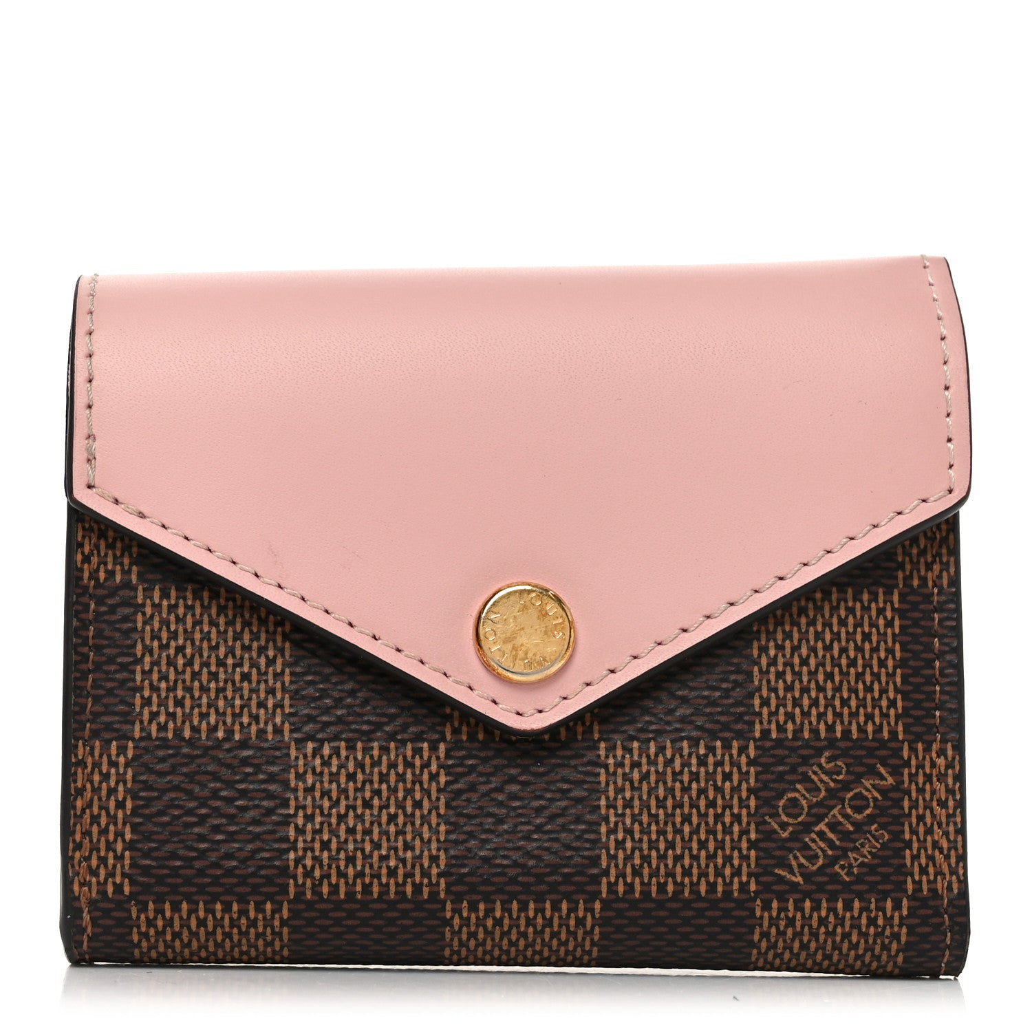 Louis Vuitton Damier Ebene Zoe Wallet Rose Ballerine 1 of 6