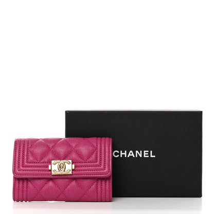 Chanel Caviar Quilted Boy Card Holder Wallet Fuchsia 10 of 10