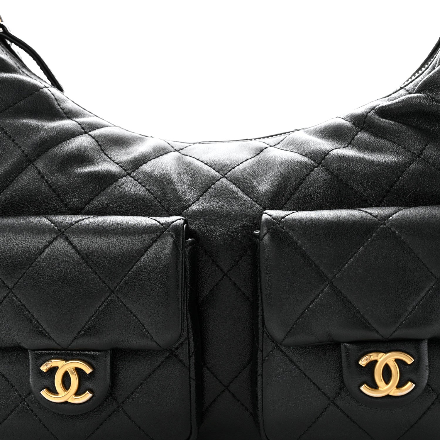 Chanel Shiny Lambskin Quilted Large Trendy Pockets Hobo Black 8 of 10