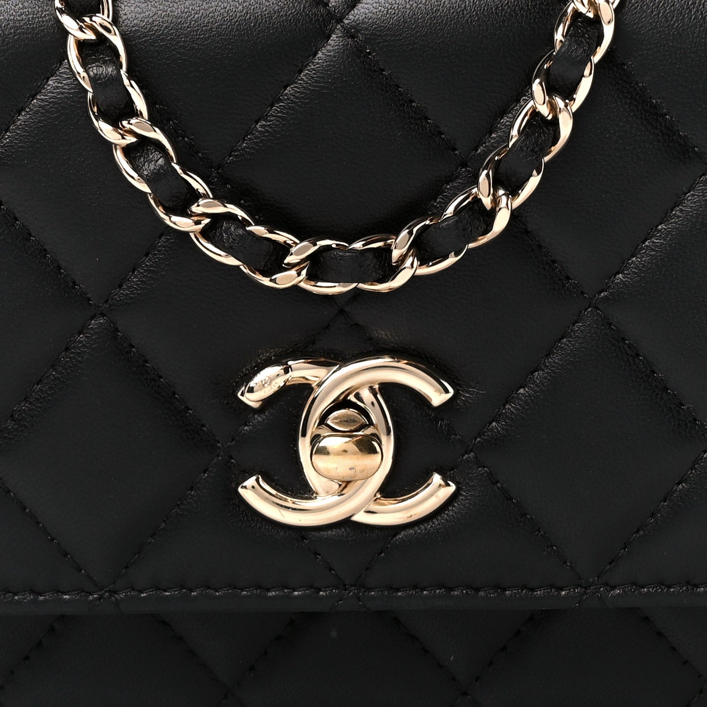 Lambskin Quilted Mini Trendy CC Wallet On Chain WOC Black