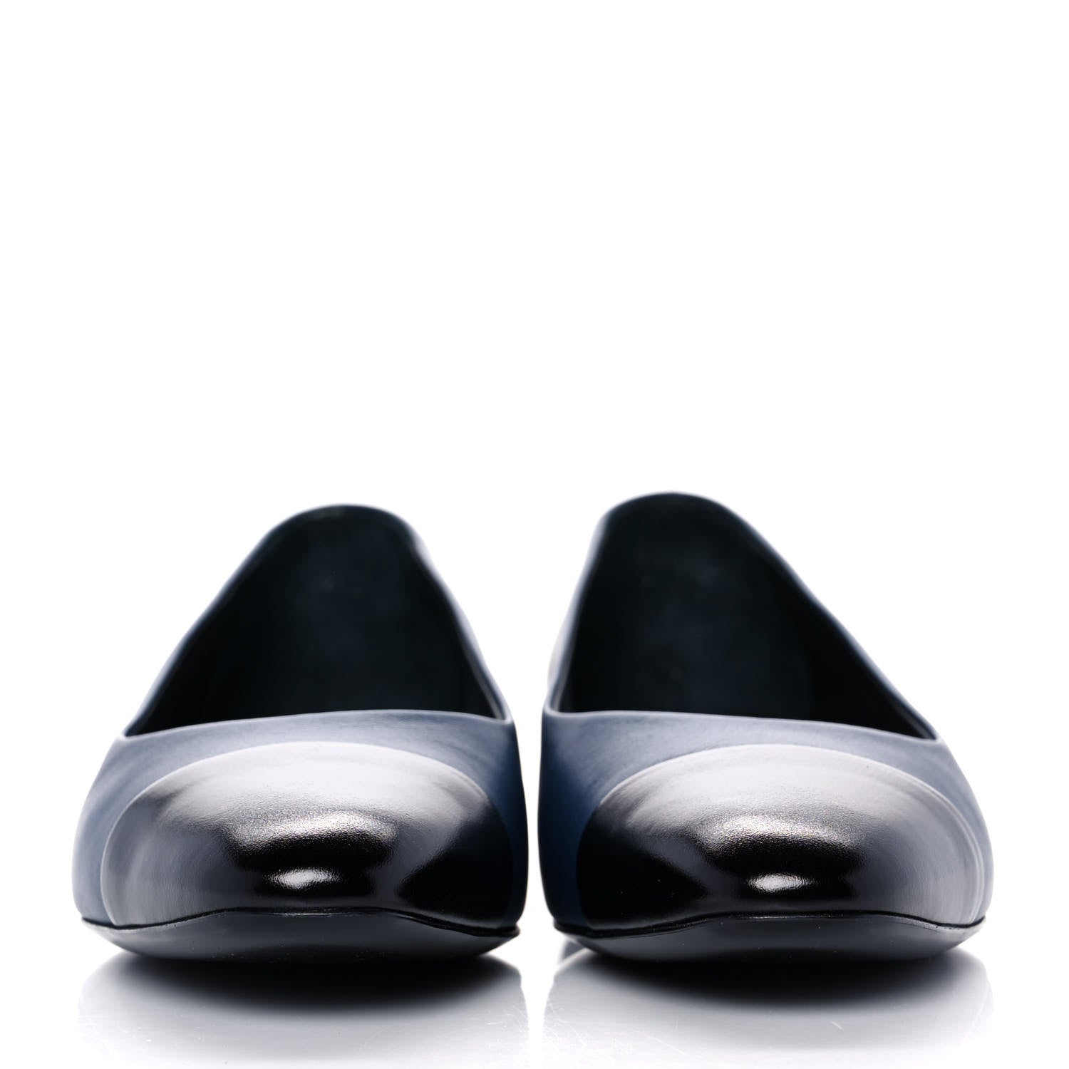 Chanel Crumpled Calfskin Cap Toe Ballerina Flats 36 Navy Black 2 of 9