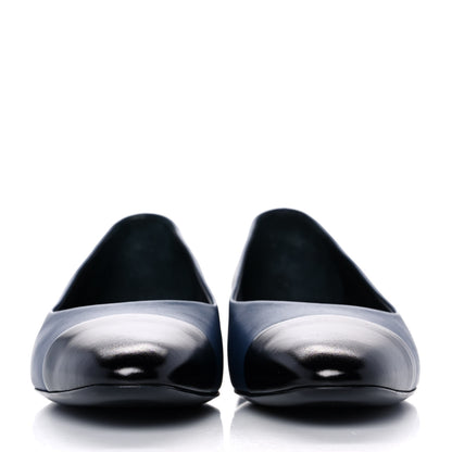 Chanel Crumpled Calfskin Cap Toe Ballerina Flats 36 Navy Black 2 of 9