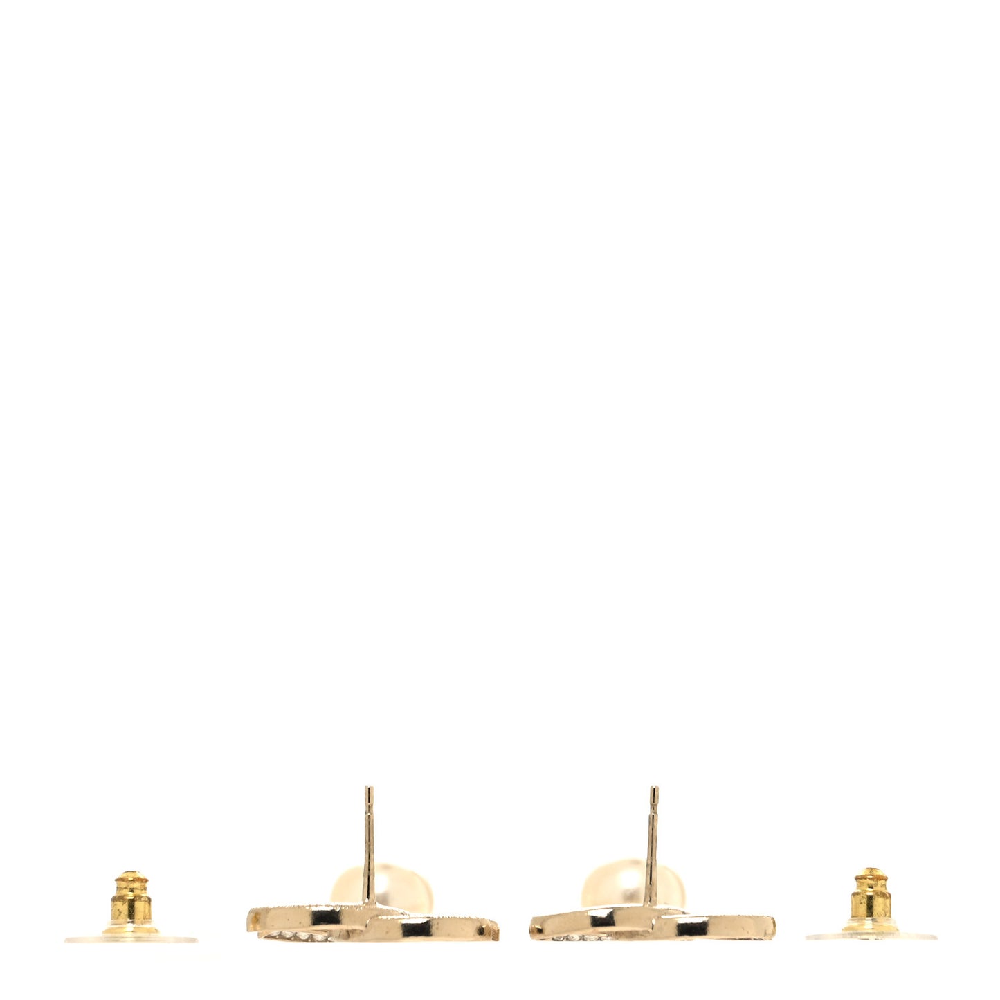 Crystal Pearl CC Treasure Chest Drop Earrings Light Gold