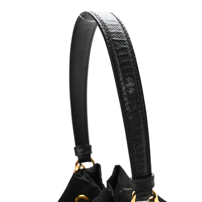 Prada Re-Nylon Saffiano Duet Bucket Crossbody Bag Black Black 11 of 11