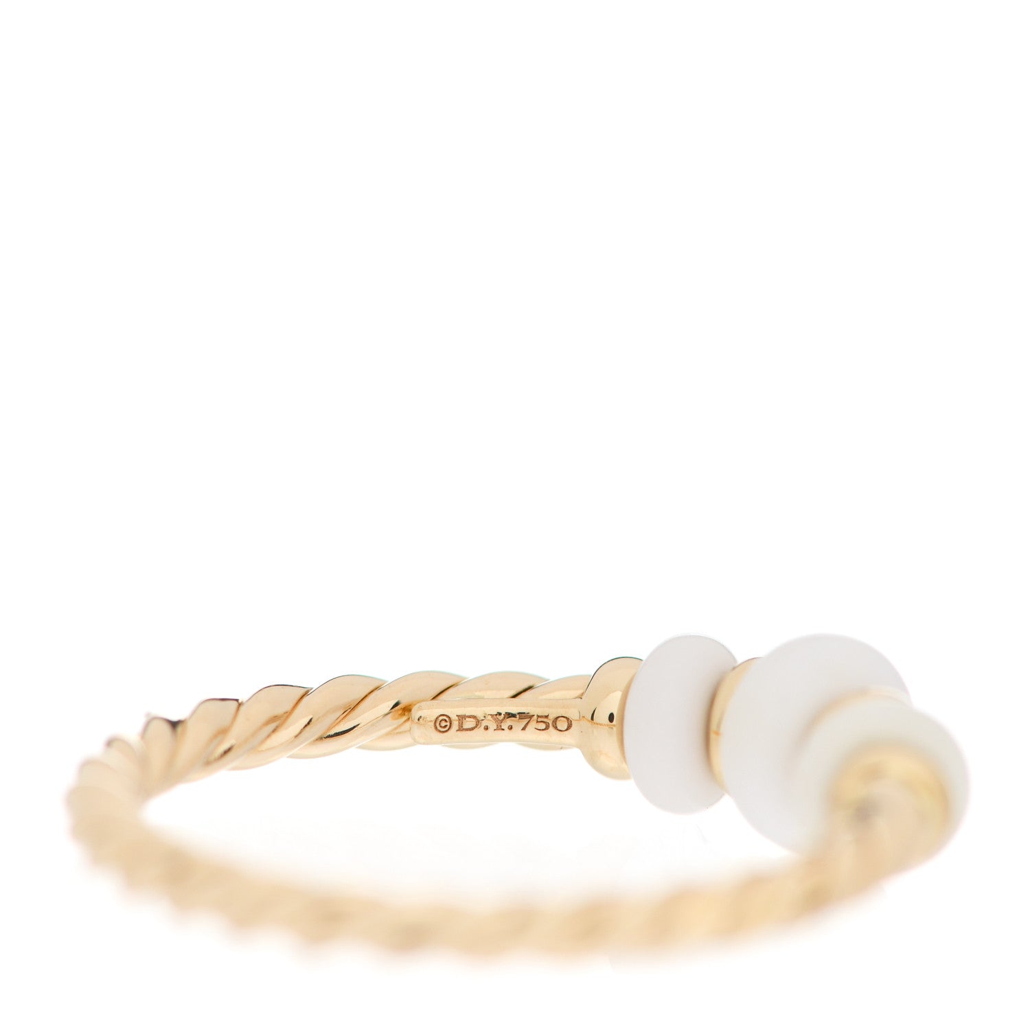 David Yurman 18K Yellow Gold White Agate Rio Rondelle Ring 54 7 4 of 5