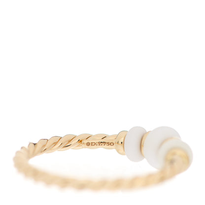 David Yurman 18K Yellow Gold White Agate Rio Rondelle Ring 54 7 4 of 5