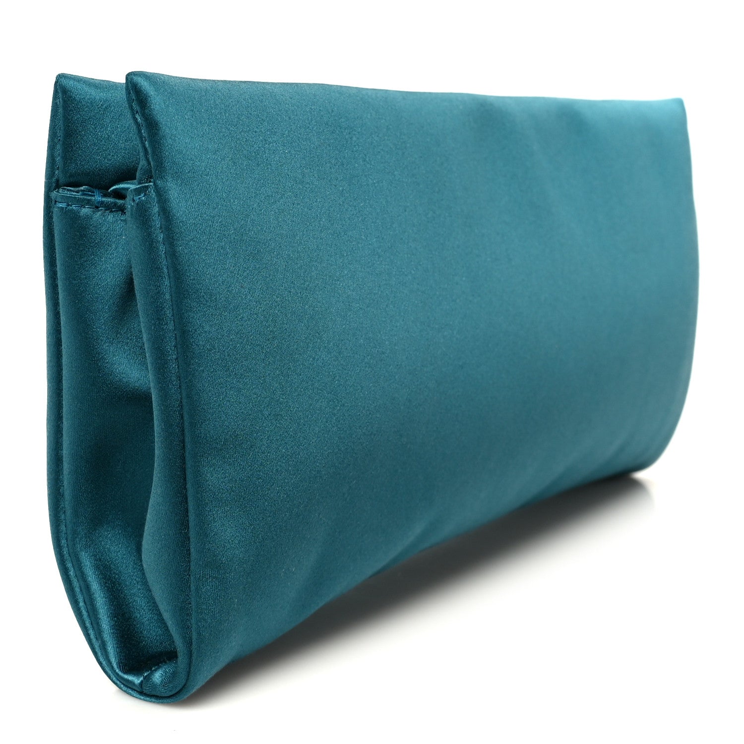 Saint Laurent Satin Evening Soft Clutch Turchese 3 of 9
