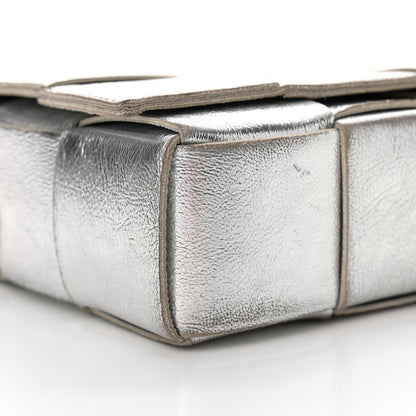 Bottega Veneta Metallic Lambskin Maxi Intrecciato Cassette Crossbody Bag Silver 9 of 16