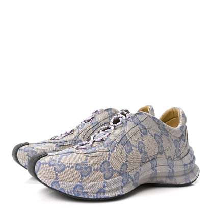 Gucci Ultralight Plume Calfskin Monogram Printed Mens Gucci Run Sneakers 8.5 Beige Blue 4 of 10