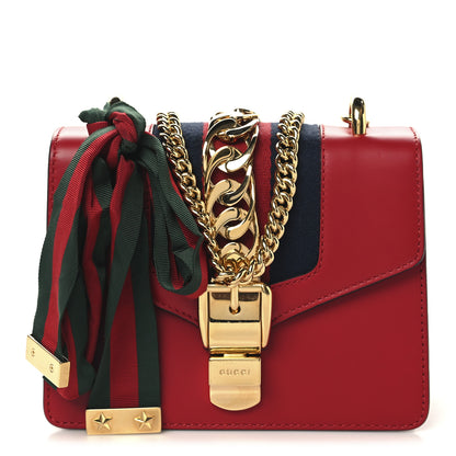 Gucci Calfskin Mini Sylvie Chain Shoulder Bag Hibiscus Red 1 of 10