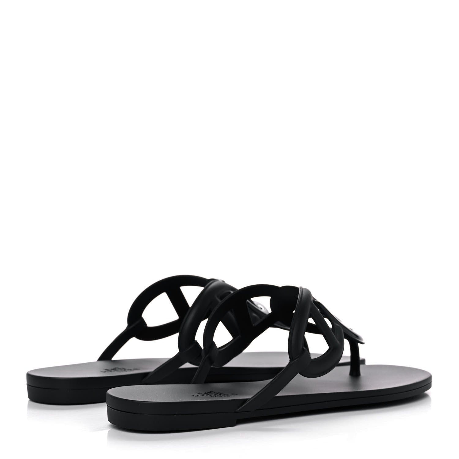 Hermes Rubber Womens Egerie Sandals 39 Black 4 of 10