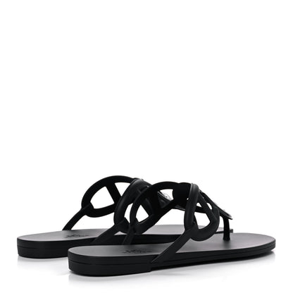 Hermes Rubber Womens Egerie Sandals 39 Black 4 of 10