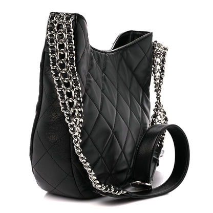 Chanel Lambskin Chain Rows Quilted Chain Hobo Black 3 of 11
