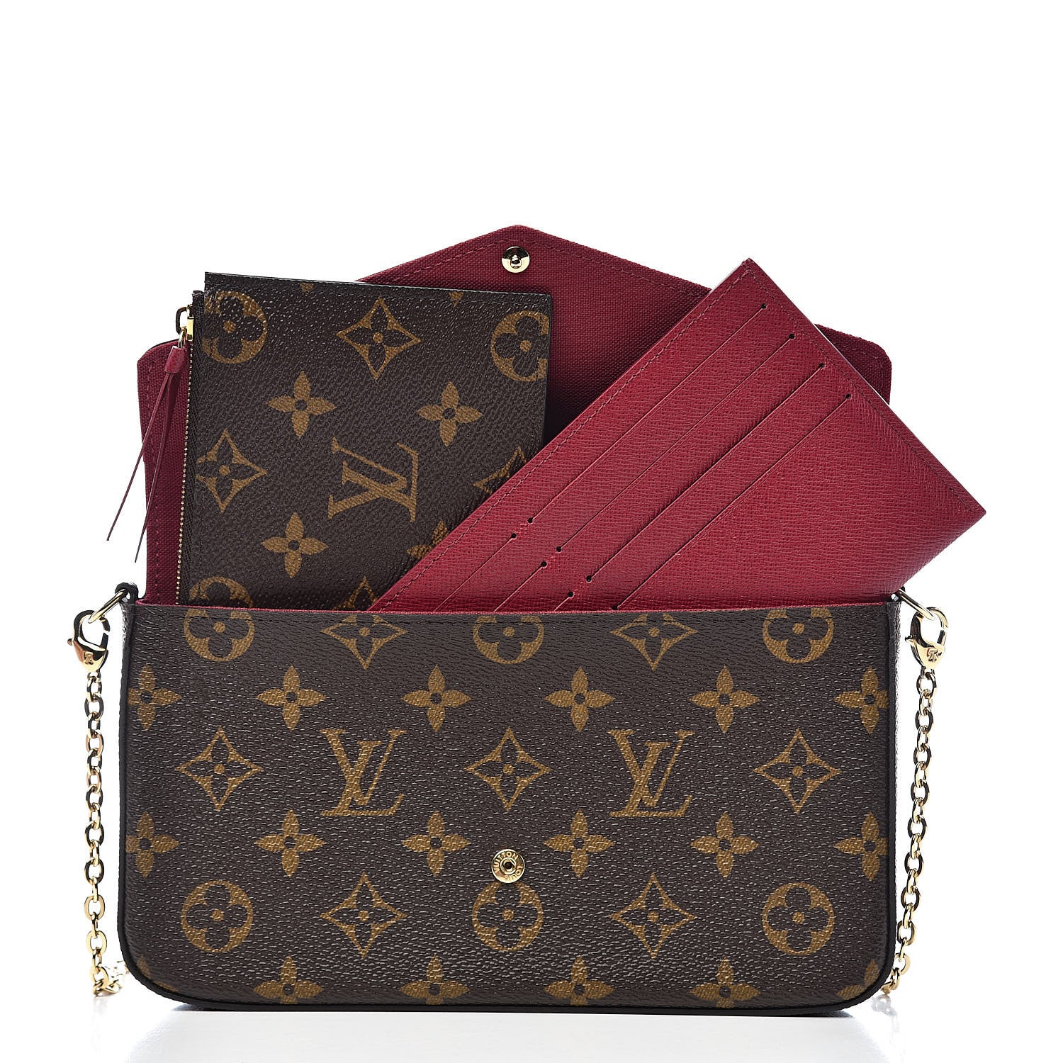 Louis Vuitton Monogram Pochette Felicie Chain Wallet Fuchsia 11 of 13