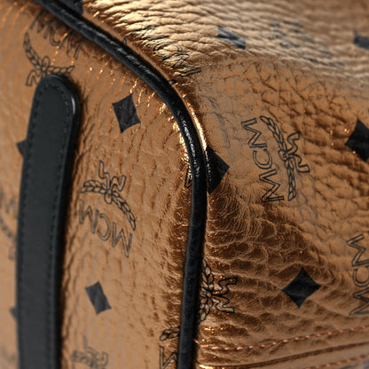 MCM Metallic Visetos Medium Shopper Tote Gold 8 of 11