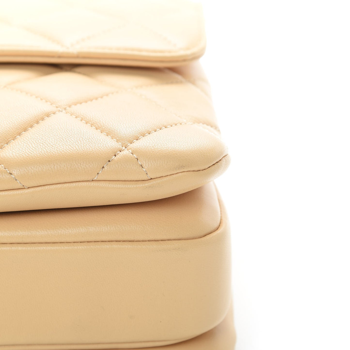 Lambskin Quilted Medium Trendy CC Flap Dual Handle Bag Beige