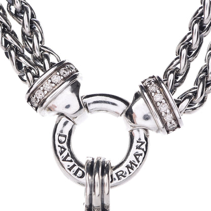 David Yurman Sterling Silver Diamond Prasiolite 16mm Moonlight Ice Albion Wheat Chain Pendant Necklace 5 of 6