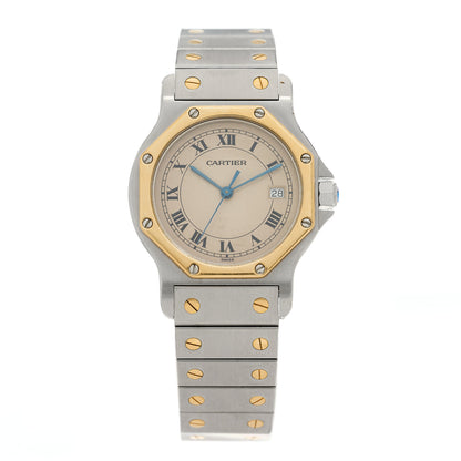 Cartier Stainless Steel 18K Yellow Gold 29mm Santos Octagon Quartz Watch 1 of 4