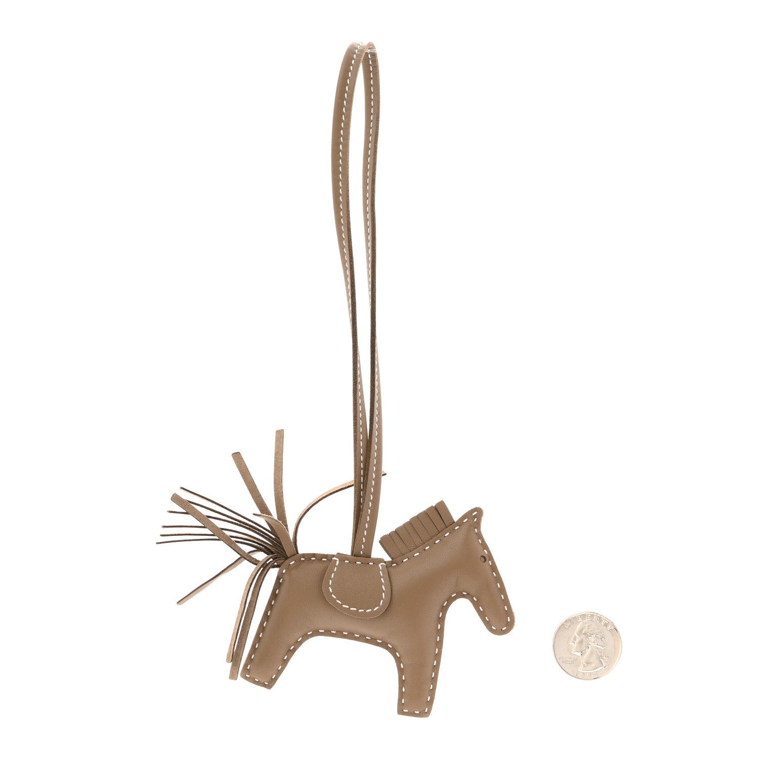 Hermes Milo Lambskin Grigri Rodeo Horse Bag Charm PM Etoupe 3 of 10