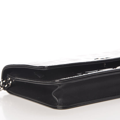 Chanel Patent Camellia Embossed Wallet On Chain WOC Black 10 of 11