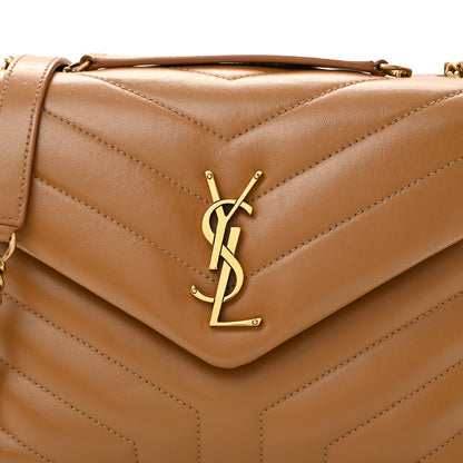 Saint Laurent Calfskin Y Quilted Monogram Small Loulou Chain Satchel Dark Natural 8 of 10