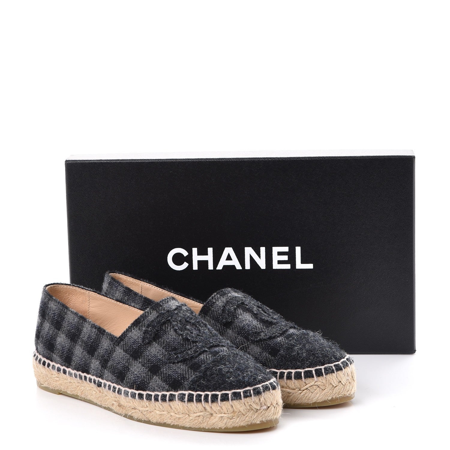 Chanel Flannel Espadrilles 35 Grey Black 11 of 11