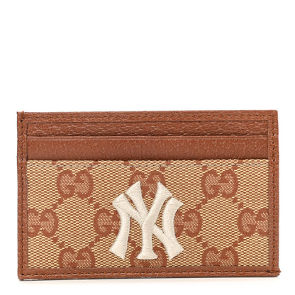 Gucci X MLB GG Monogram NY Yankees Card Holder Beige Ruggine Ivory 1 of 7
