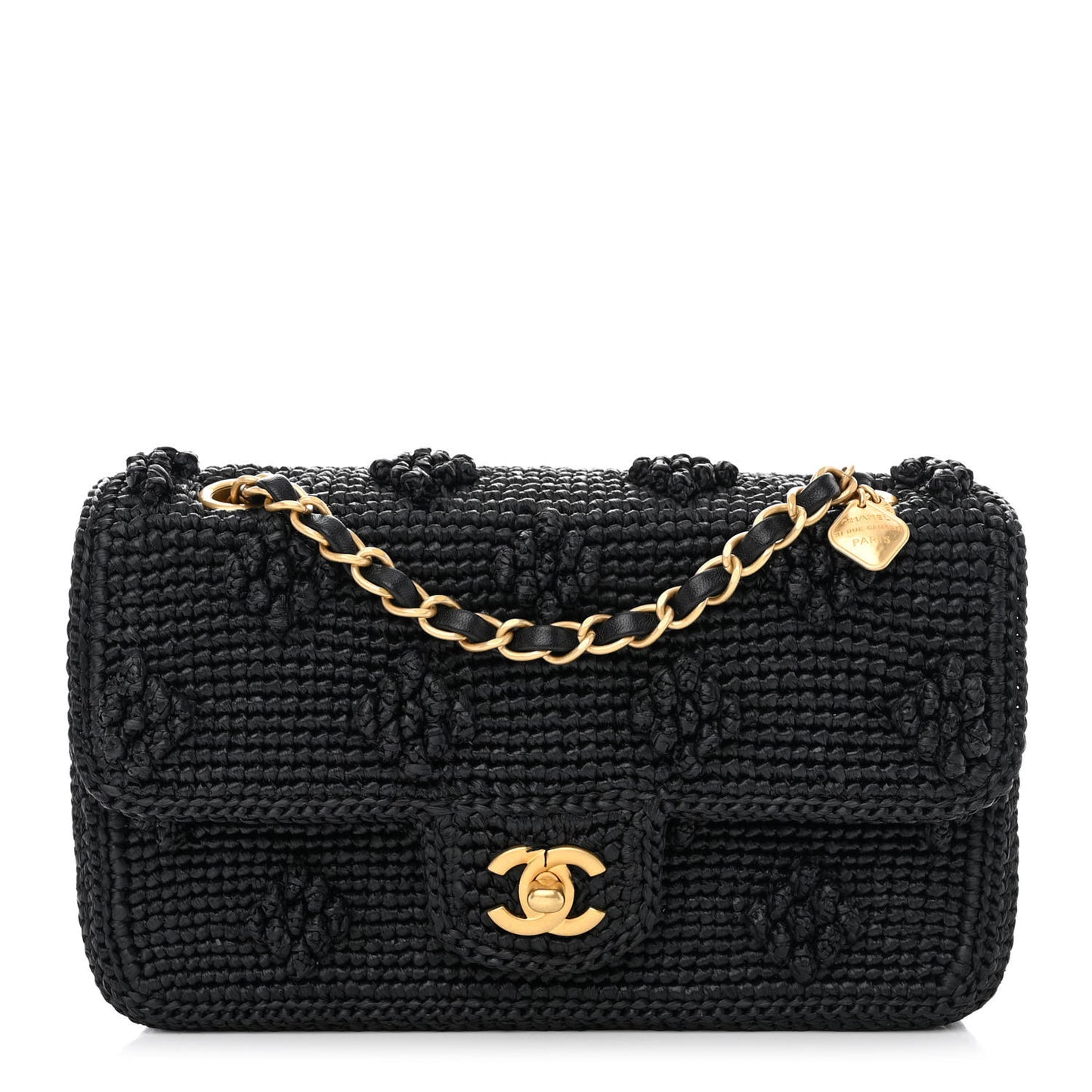 Raffia Dolce Raffia Flap Bag Black