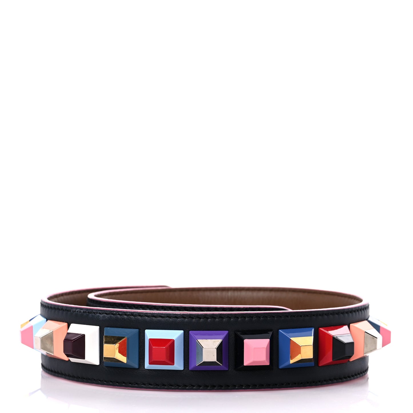 Vitello Dolce Plexiglass Bi-Color Studded Strap You Black Brownie Multicolor