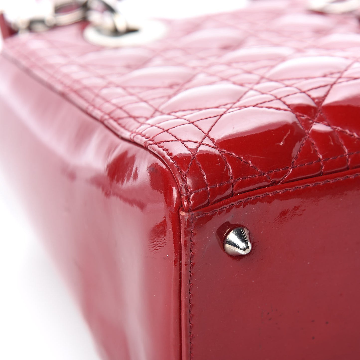 Patent Cannage Medium Lady Dior Red