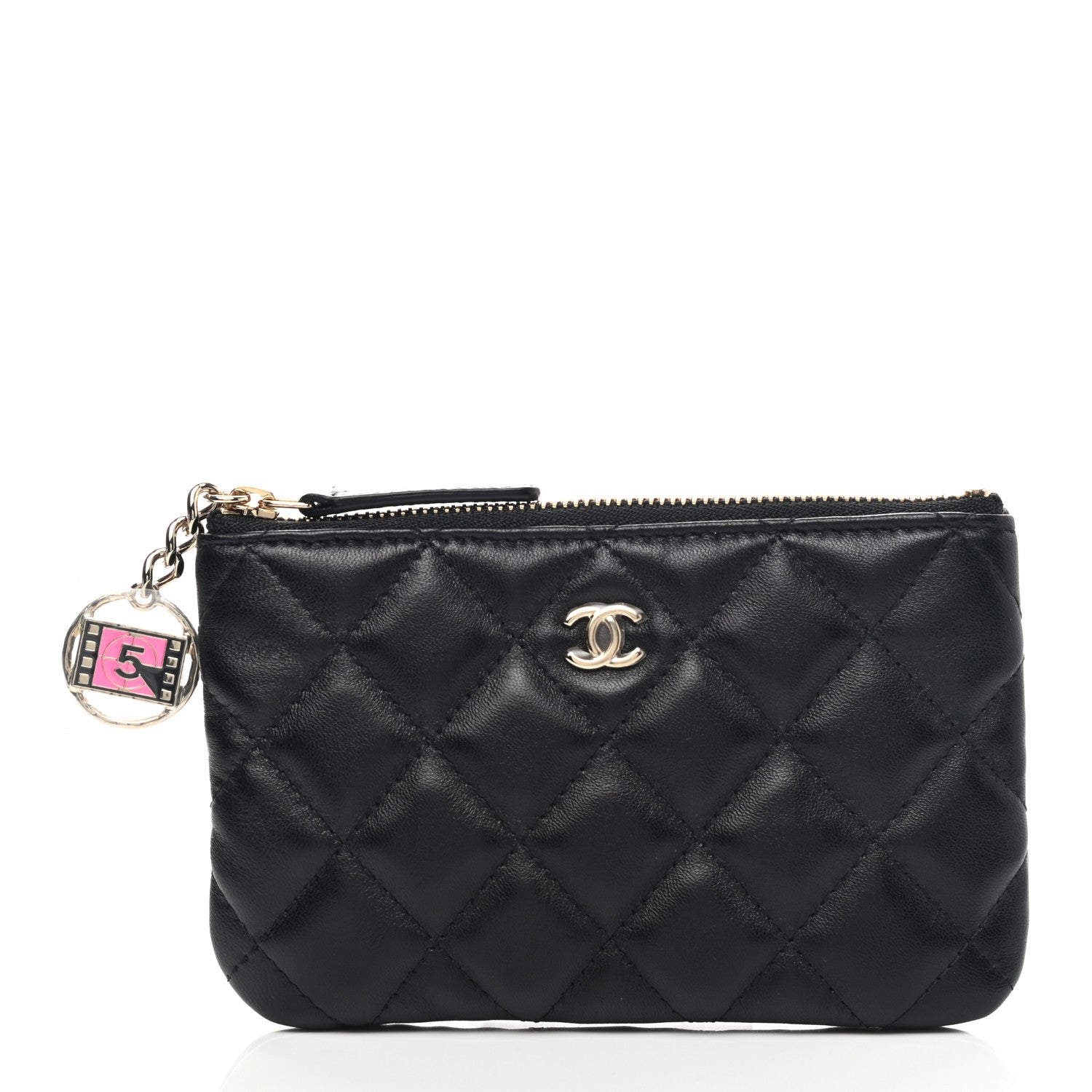 Chanel Lambskin Quilted Small No. 5 Cosmetic Case Black 1 of 9