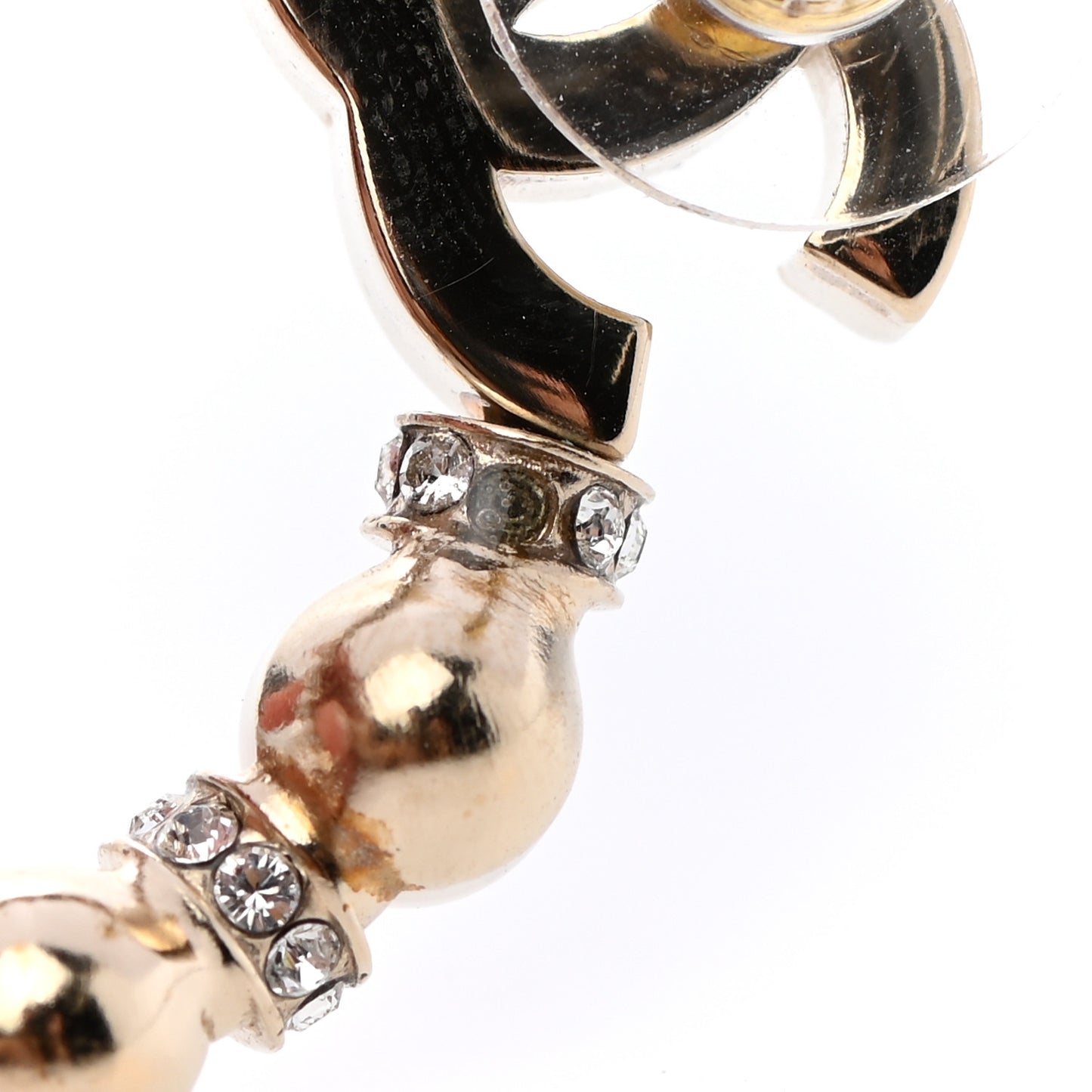 Pearl Crystal Nefertiti CC Drop Earrings Gold