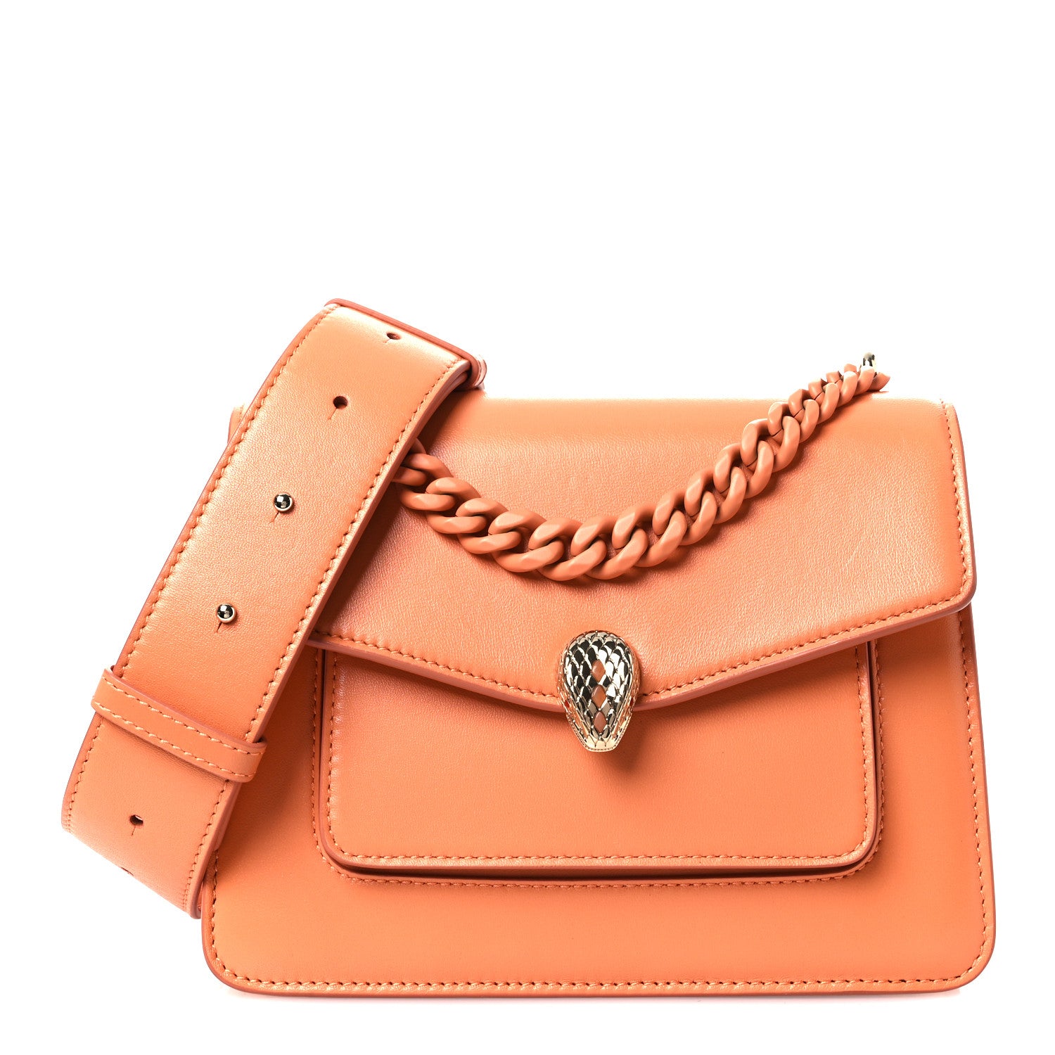 Bulgari Calfskin Serpenti Forever Maxi Chain Crossbody Bag Orange 1 of 11
