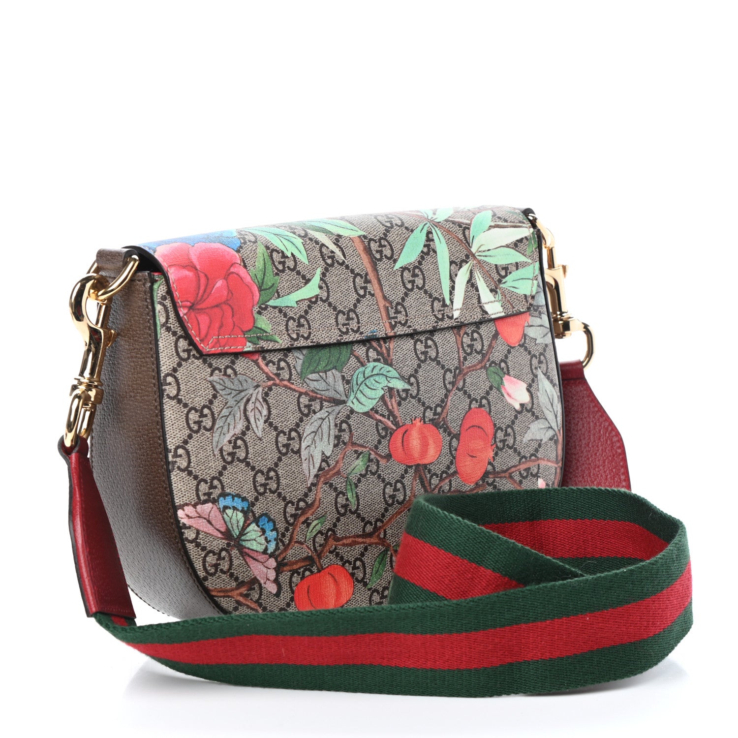 Gucci GG Supreme Monogram Tian Web Medium Padlock Messenger Shoulder Bag Beige Multicolor New Acero 3 of 8