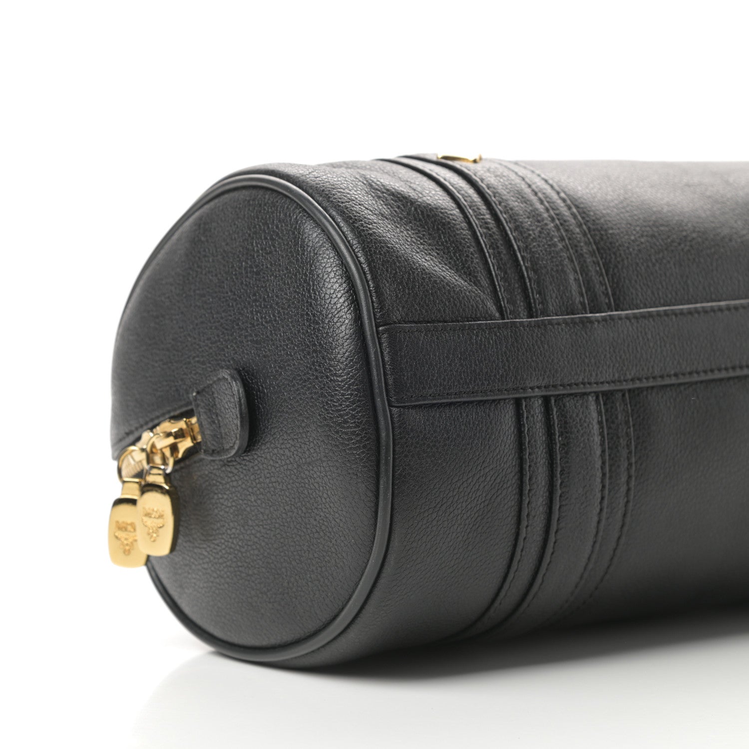 MCM Grained Calfskin Studded Heritage Barrel Bag Black 9 of 10